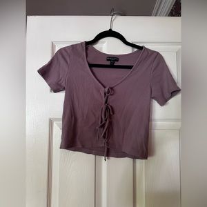 Mauve Tie Front Short Sleeve Cardigan